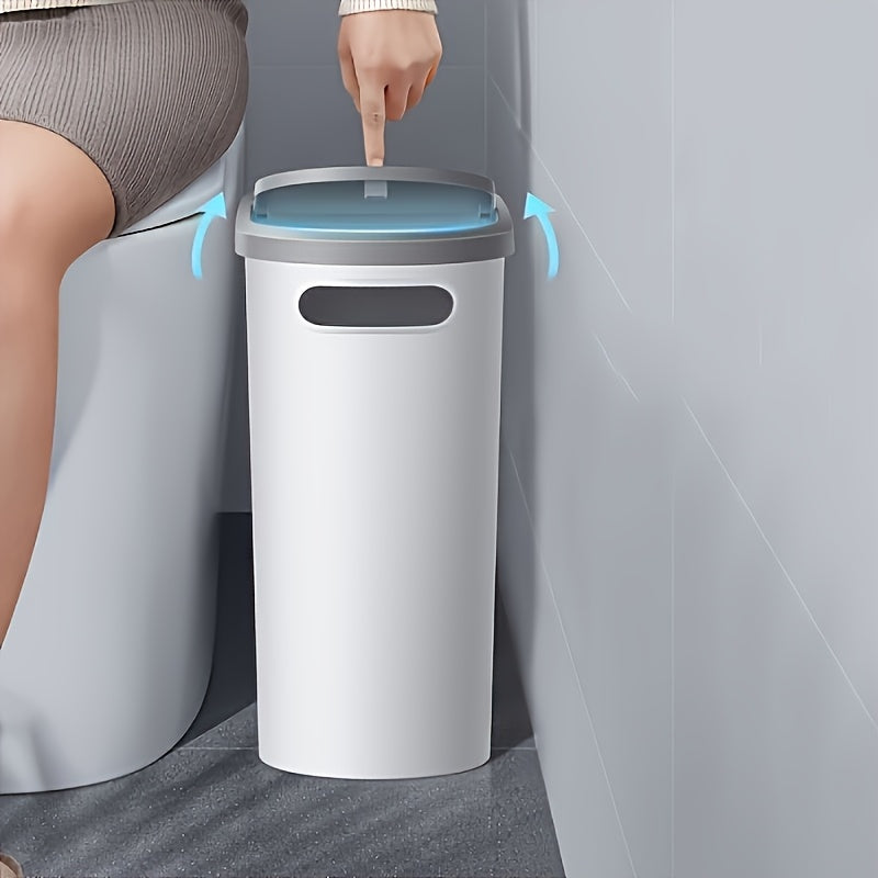 Slim Bathroom Trash Can with Lid - Image 4