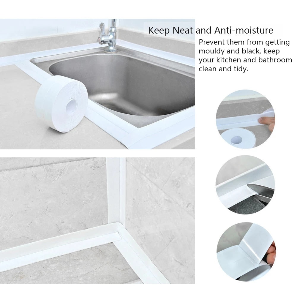 NNEOBA Bathroom Shower Sink Bath Sealing Strip Tape White - Image 4