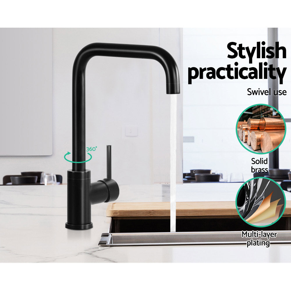 Cefito Kitchen Mixer Tap Mixer Rectangle Sink Faucet Basin Laundry Black - Image 5