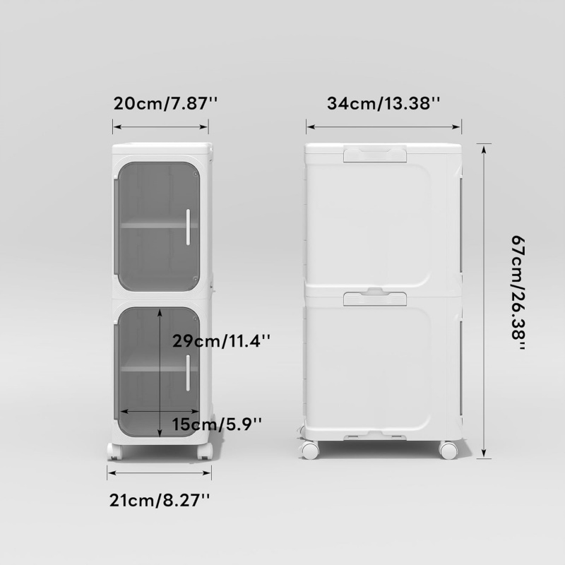 2 Tiers Slim Narrow Storage Cabinet Drawer Bathroom Bedroom Organizer Gap Shelf - Image 2