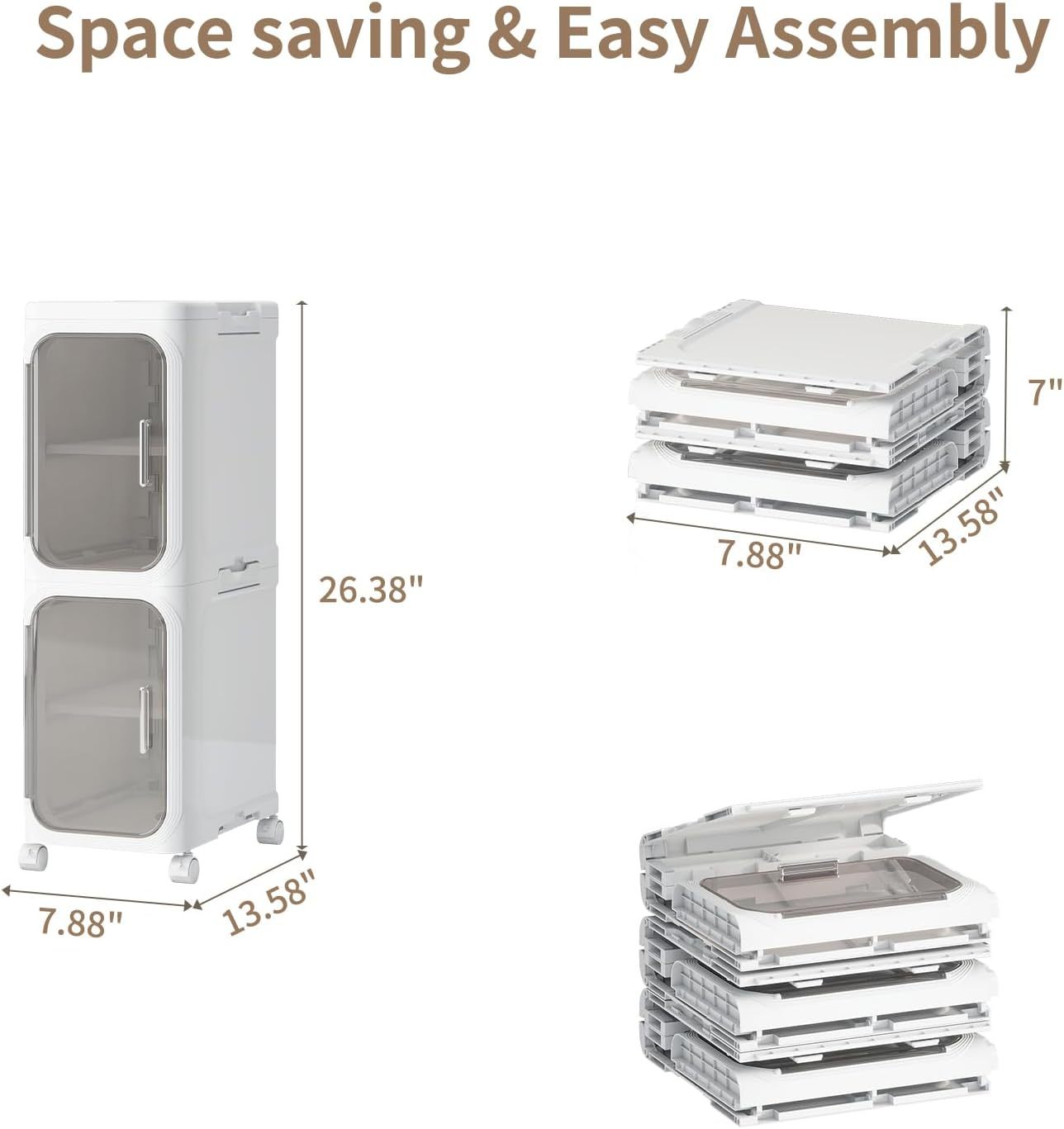 2 Tiers Slim Narrow Storage Cabinet Drawer Bathroom Bedroom Organizer Gap Shelf - Image 4